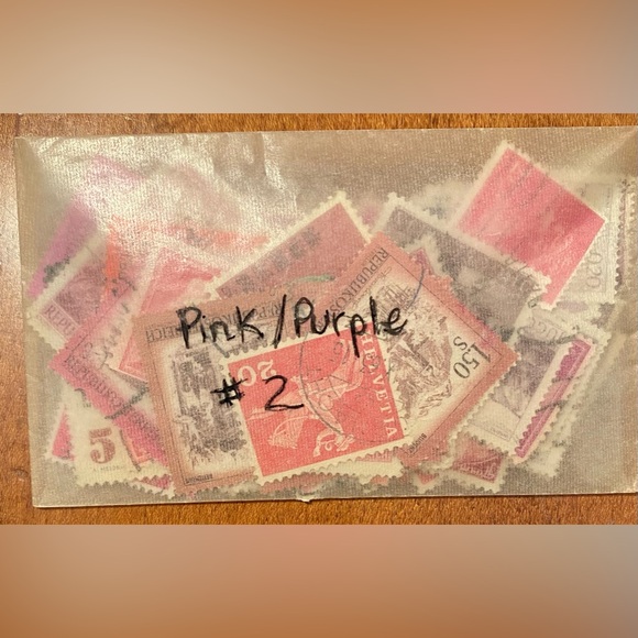 Vintage international & USA Postal Stamps - over 100 postmarked. Pink/Purple#2 - Picture 7 of 7